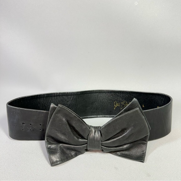 Jill Stuart Accessories - Jill Stuart Vintage Black Genuine Leather Bow Tie Wide Belt
